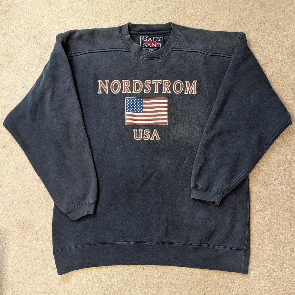 VTG Galt Sand Nordstrom USA Crewneck Sweatshirt XL Black Flag Y2K Oversized